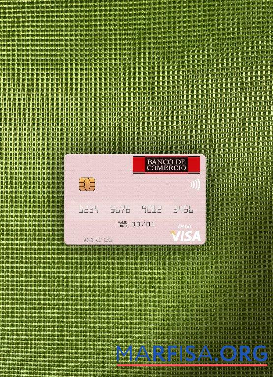 Printable Peru Banco de Comercio visa debit card photolook front real example